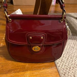 Elegant Burgundy Patent Leather Handbag